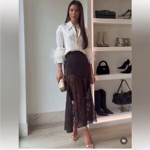 ZARA SATIN EFFECT LACE SKIRT ZW COLLECTION SIZE SMALL